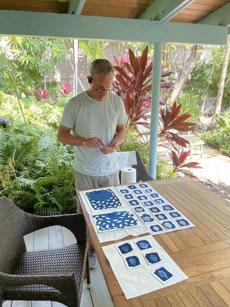 Cyanotype Prints Drying Outdoors