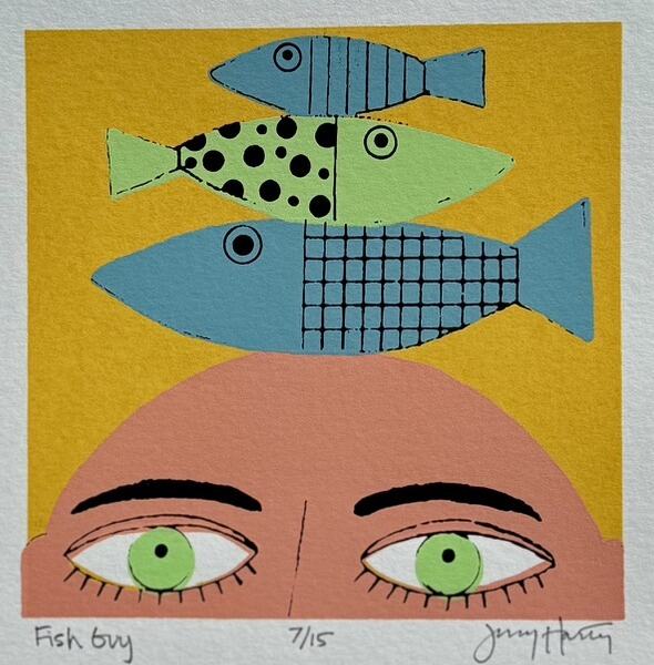 Fish Guy, screen print by Jerry Harty